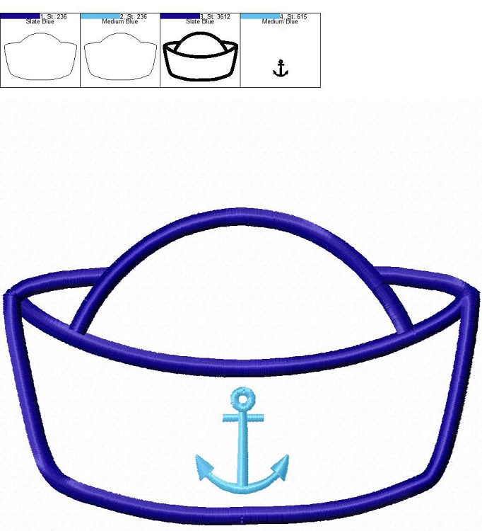 682x750 sailor hat applique machine embroidery design - Sailor Hat Drawing