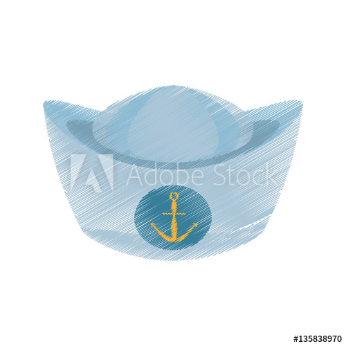 500x500 Drawing Sailor Cap Nautical Anchor Design Vector Illustration - Sailor Hat Drawing