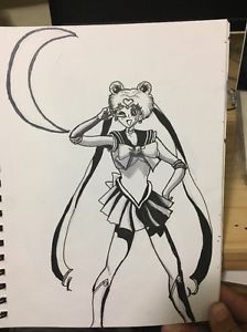 224x300 sailor moon original drawing artwork pencil and ink anime drawing - Sailor Moon Drawing