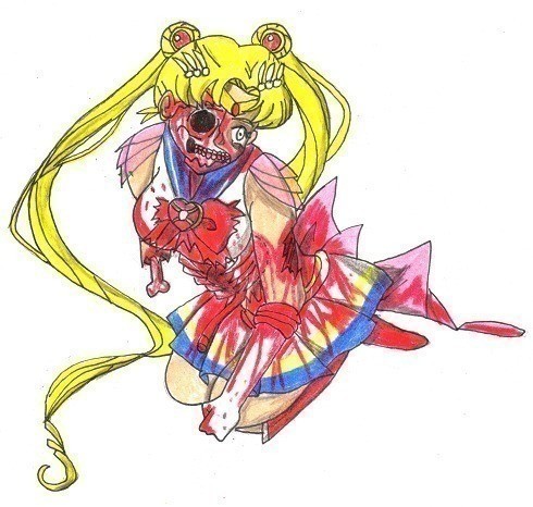 490x466 zombie sailor moon a piece of character art drawing on cut out - Sailor Moon Drawing