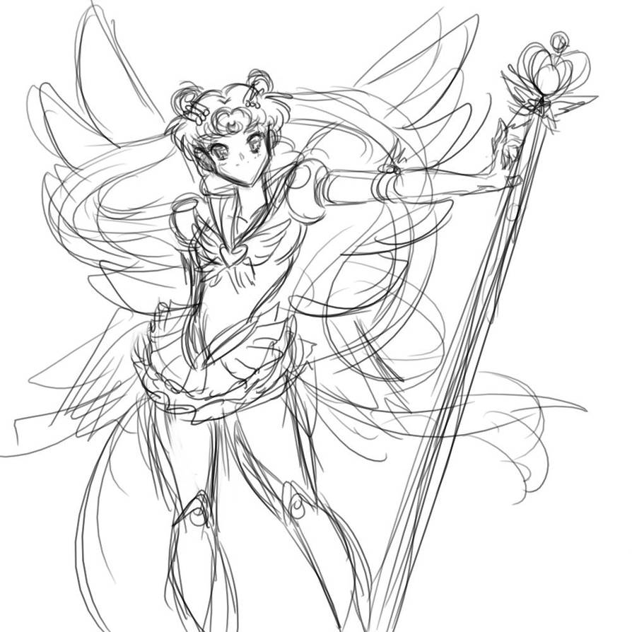 894x894 crappy sailor moon sketch - Sailor Moon Drawing