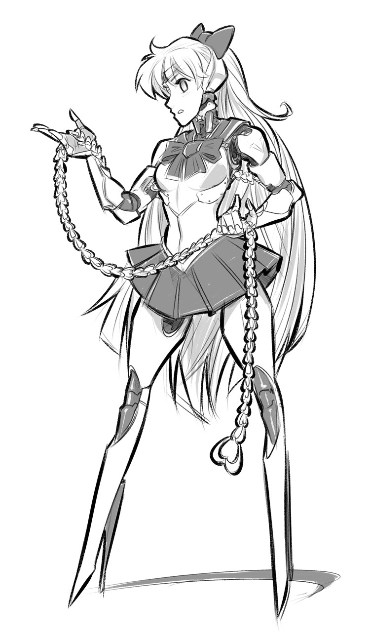 750x1298 psuedofolio cyborg sailor venus, charity sketch commission - Sailor Venus Drawing