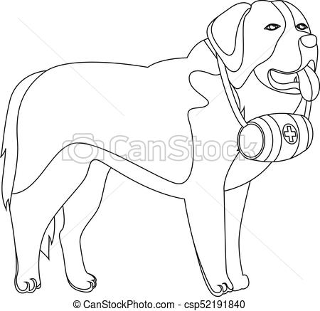 450x437 st bernard dog lifesaver outline vector illustration - Saint Bernard Drawing