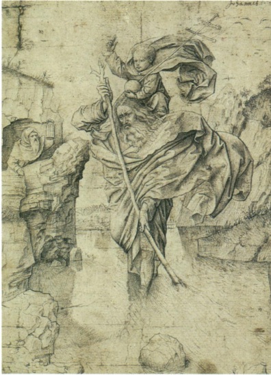 396x547 saint christopher - Saint Drawing