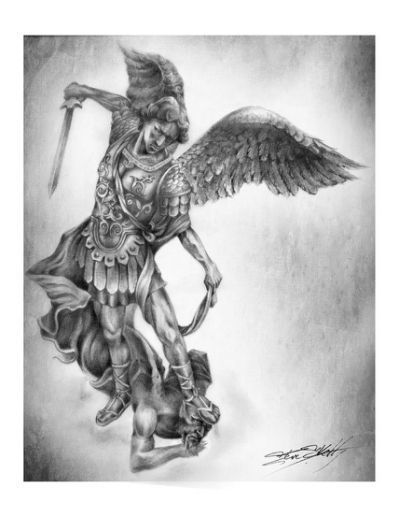 399x517 st michael pencil drawing art saint michael archangel - Saint Drawing