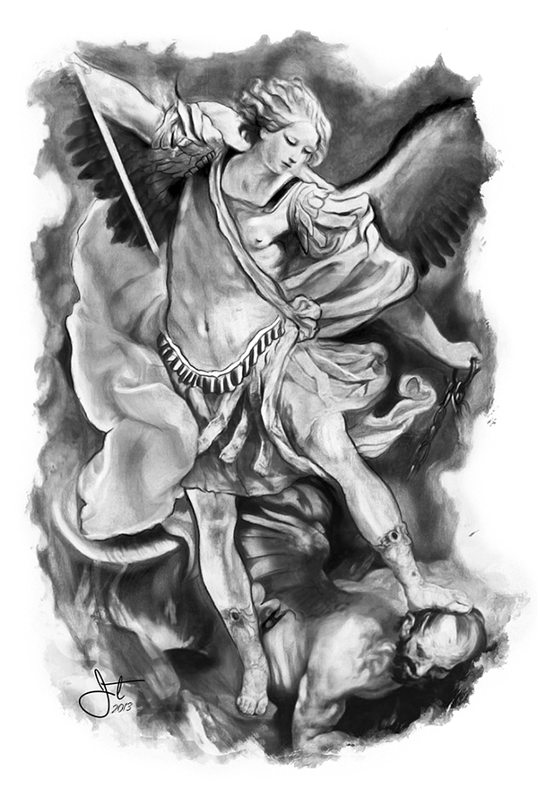600x889 saint michael on student show - Saint Michael Drawing
