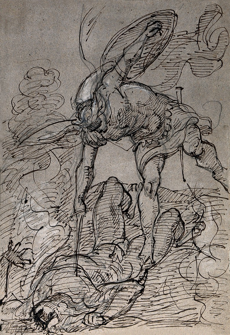 800x1163 saint michael the archangel pen drawing wellcome collection - Saint Michael Drawing