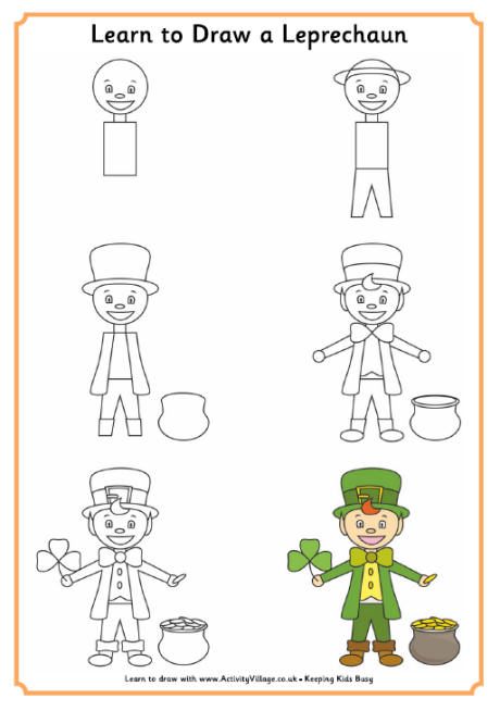 460x654 learn to draw a leprechaun st patrick's day art projects - Saint Patrick Drawing