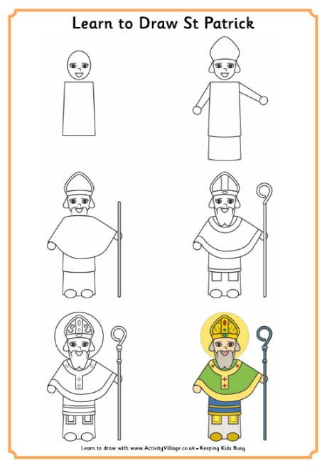 460x659 learn to draw saint patrick kids activities in drawings - Saint Patrick Drawing