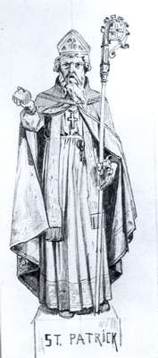 177x400 Drawing Of Statue Of St Patrick Waterloo Public Library Digital - Saint Patrick Drawing