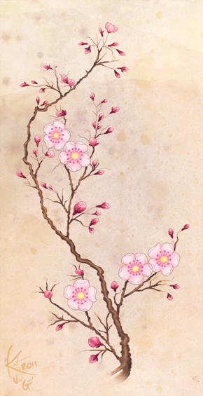 290x565 sakura branch - Sakura Branch Drawing