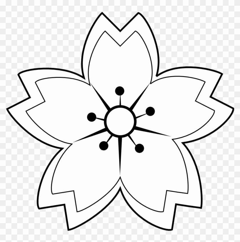 840x846 Black White Flower Tattoos - Sakura Flower Drawing