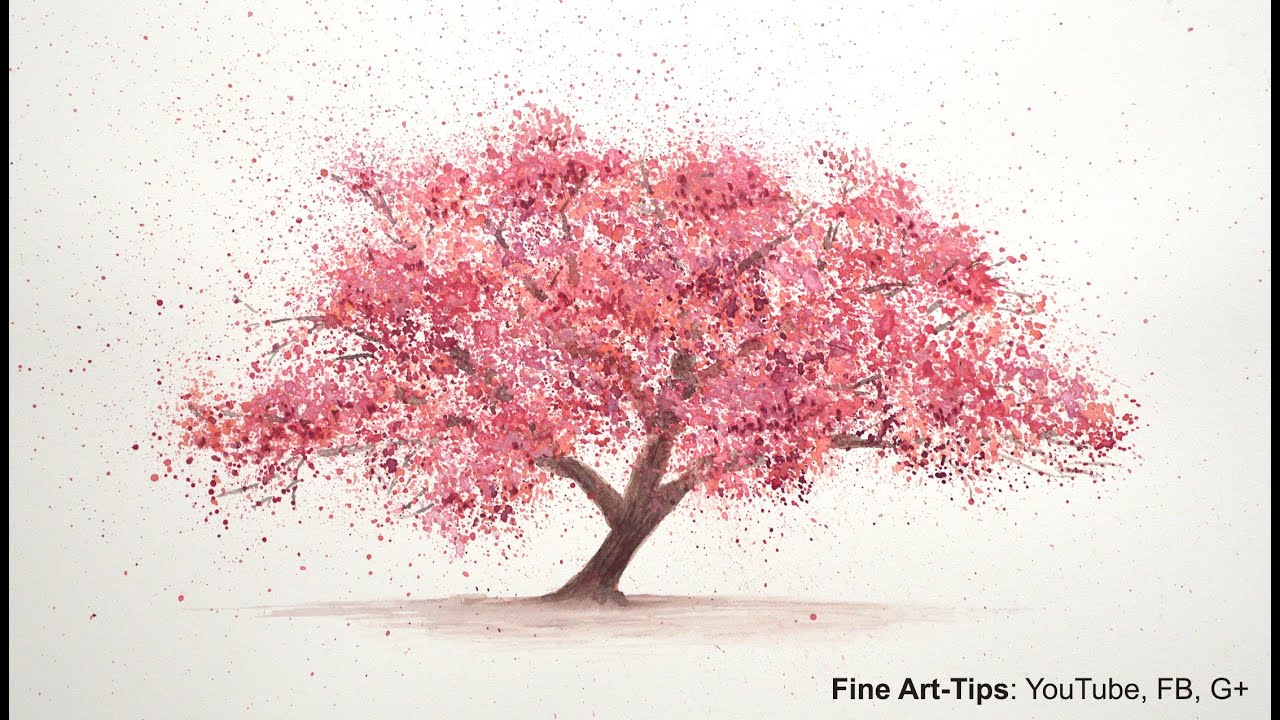 1280x720 How To Paint A Cherry Tree In Watercolor - Sakura Tree Drawing