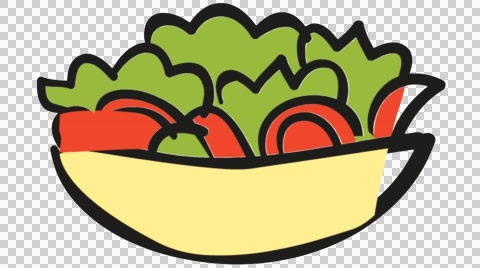480x268 Salad Bowl Food Line Drawing Animation Transparent Background - Salad Drawing