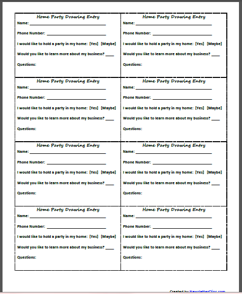 478x581 home party drawing entry - Sales Drawing