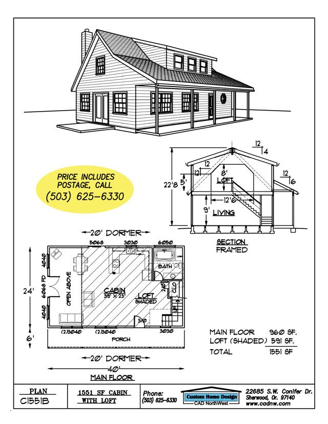 640x828 sales drawing cabin tiny house plans, house - Sales Drawing