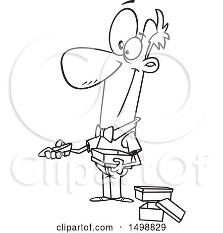 450x470 Clipart Of A Cartoon Lineart Shoe Salesman - Salesman Drawing
