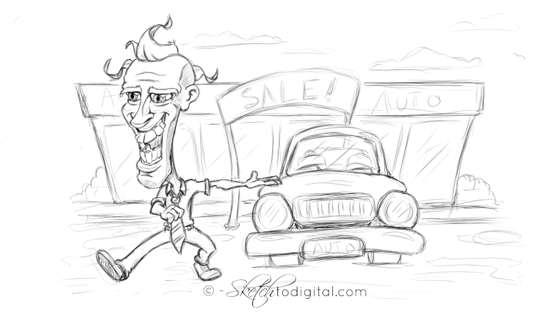 800x450 Song And Dance Car Salesman Cartoon Drawings - Salesman Drawing