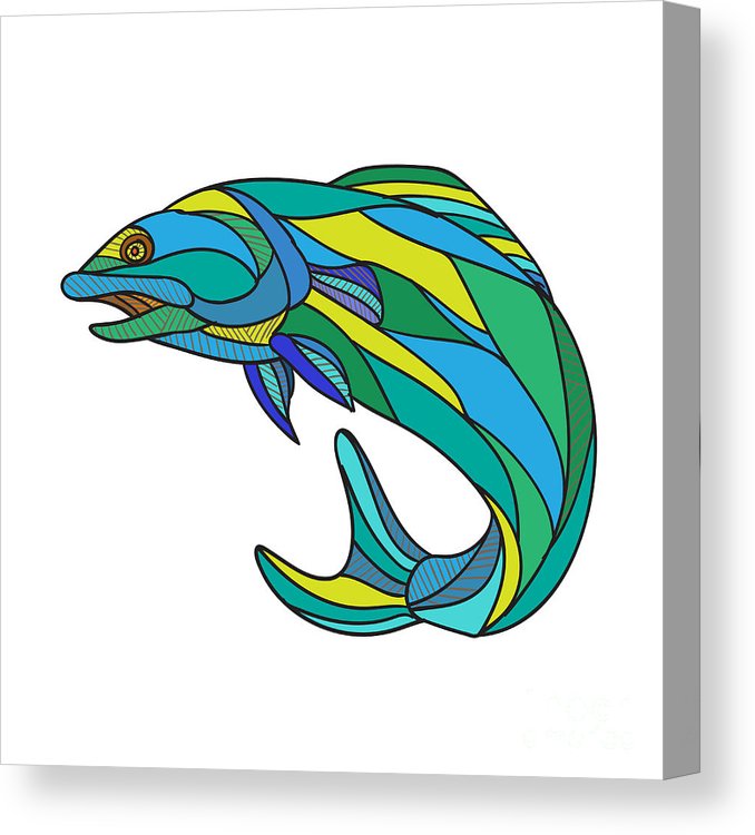 678x750 atlantic salmon jumping drawing canvas print canvas art - Salmon Drawing