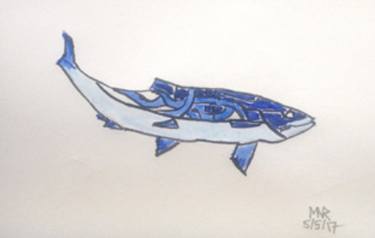 375x238 Salmon Tattoo Flash Drawing - Salmon Drawing Image