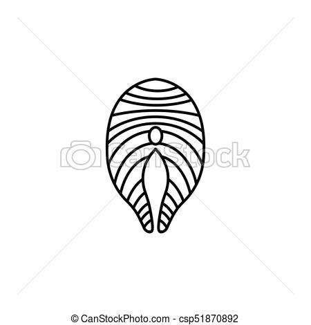 450x470 salmon line icon, food drink elements, seafood sign, a linear - Salmon Line Drawing