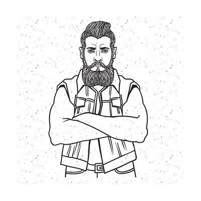 400x400 young man bearded biker hand drawing vector illustration - Salon Drawing