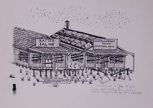 300x213 western saloon meeting hall old west pen and ink drawing - Saloon Drawing