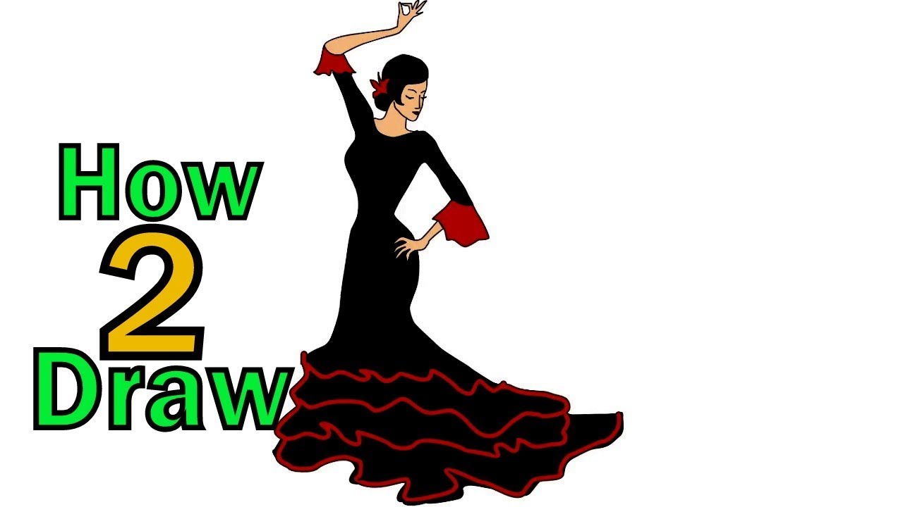 1280x720 how to draw a dancing lady arts for kids - Salsa Drawing