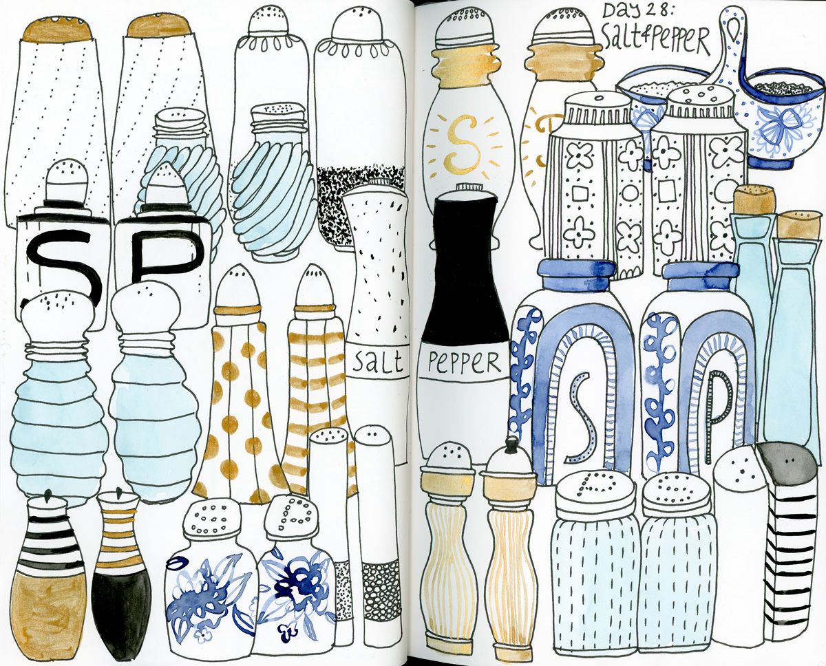 1200x968 Klika Design Creativebug Drawing Challenge With Lisa Congdon Day - Salt And Pepper Drawing