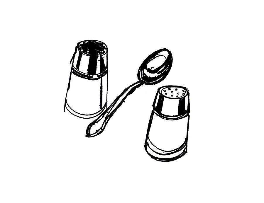 900x693 diner drawing salt, pepper, and spoon drawing - Salt And Pepper Drawing