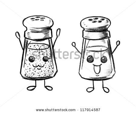 450x374 cartoon salt and pepper shakers - Salt Drawing