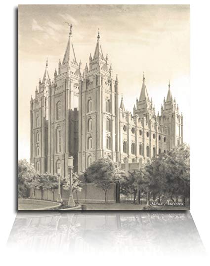 425x540 lds salt lake city utah temple drawing wall art - Salt Lake City Temple Drawing