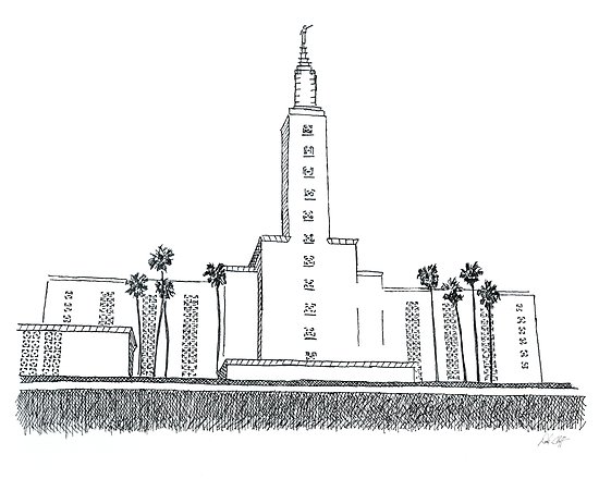 550x440 los angeles lds temple ink drawing posters - Salt Lake Temple Drawing