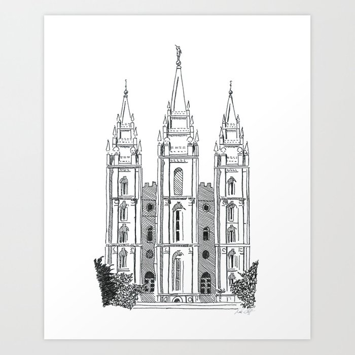 700x700 salt lake lds temple ink drawing art print - Salt Lake Temple Drawing
