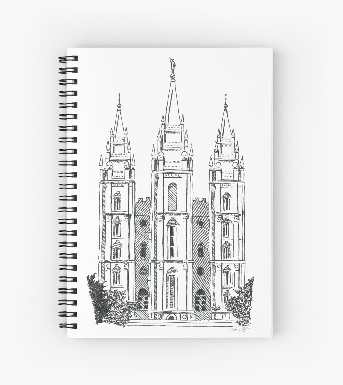 1171x1313 salt lake lds temple ink drawing spiral notebooks - Salt Lake Temple Drawing