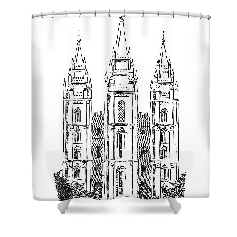 800x800 salt lake temple ink drawing shower curtain for sale - Salt Lake Temple Drawing
