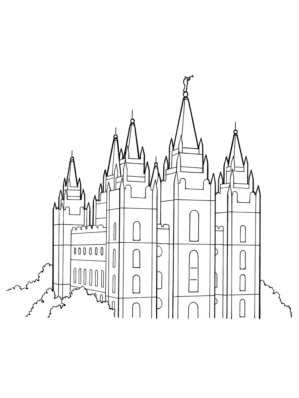 1200x1600 top salt lake temple art lds print drawing - Salt Lake Temple Drawing