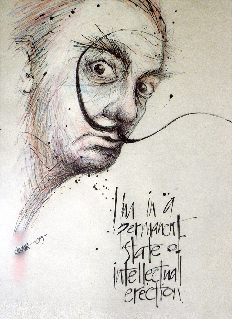Salvador Dali Drawing On Checks at Explore