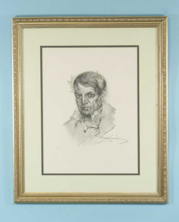 600x744 salvador dali portrait of picasso lithograph - Salvador Dali Drawing On Checks