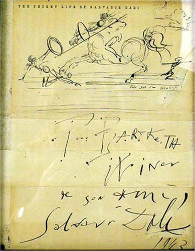 389x500 a framed salvador dali pen and ink drawing as part of a personal - Salvador Dali Drawing On Checks