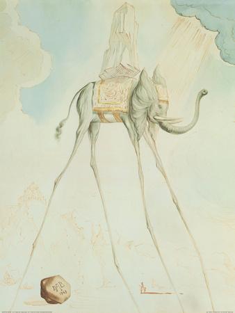 338x450 L'elephante Giraffe Art Print - Salvador Dali Drawings