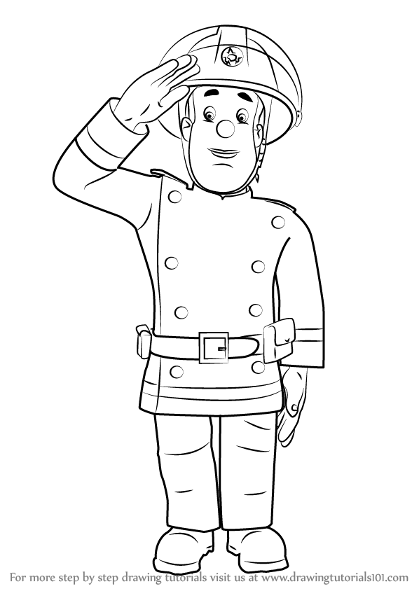 598x844 learn how to draw fireman sam - Sam Drawing