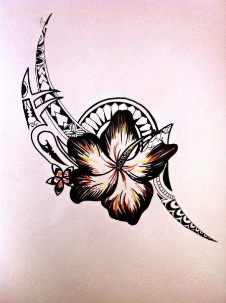 448x600 Tribal Flower Drawing - Samoan Flower Drawing