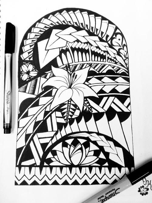 500x669 pacific tribal arts designs samoan tribal tattoo flower tattoo - Samoan Tribal Drawings