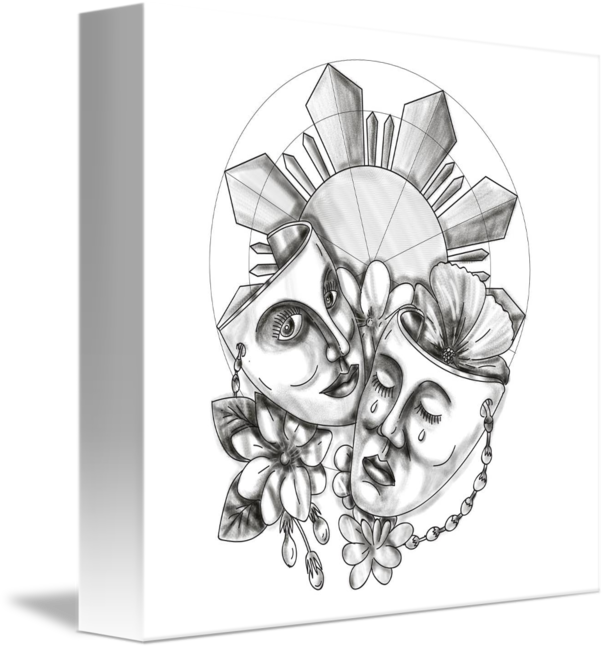 606x650 drama mask hibiscus sampaguita flower philippine s - Sampaguita Flower Drawing