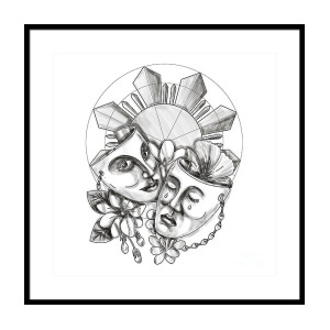 300x300 drama mask philippine sun hibiscus sampaguita flower mono line - Sampaguita Flower Drawing