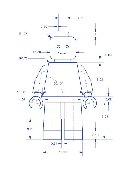 432x576 toy figure technical drawing in blue sample print - Sample Drawing