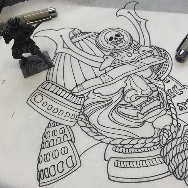 Samurai Helmet Drawing at PaintingValley.com | Explore collection of