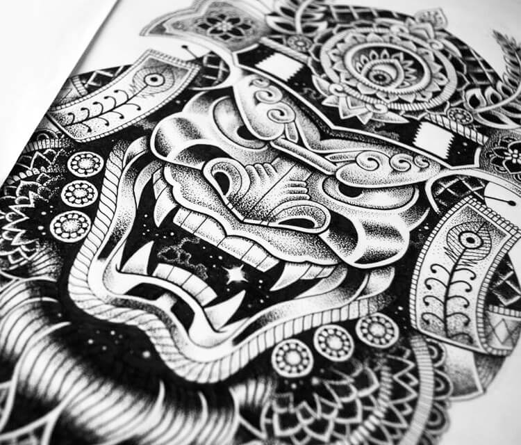 750x640 Samurai Mask Marker Drawing - Samurai Helmet Drawing