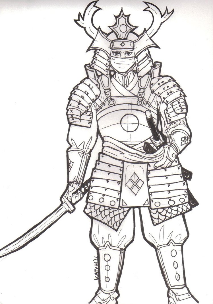 749x1067 Samurai Drawing Old School For Free Download - Samurai Helmet Drawing